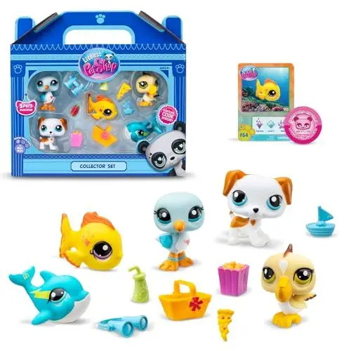 Produktbild: Littlest Pet Shop - Sammler-Set Strandthema - 5 Tiere und Zubehör - Offizielle Lizenz - Set LPS mit niedlichen Tierfiguren - Mini Tierfiguren - Spielzeug für Kinder ab 4 Jahren - BF00517