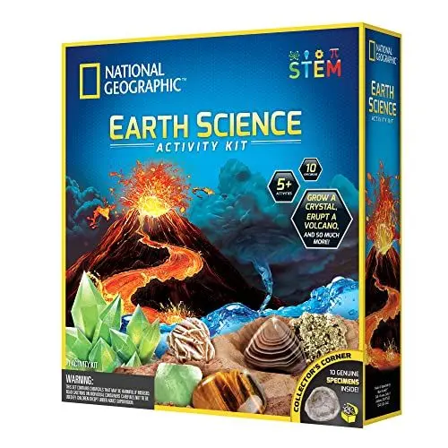 Produktbild: BANDAI - National Geographic - Bau und Ausbruch eines Vulkans - 1 Kristall zum Züchten - 1 Pyrit zum Freilegen - Erzeugen eines Tornados - 8 Steine und Mineralien zum Sammeln - STEM - JM80561M