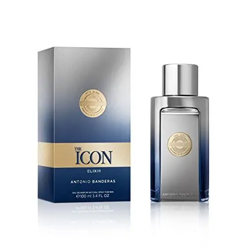 Produktbild: Banderas The Icon Elixir Eau de Parfum für Herren – Langanhaltend – Frischer, eleganter und sexy Duft – Würzige Mandarine und holzige Noten – Ideal für besondere Anlässe – 100 ml