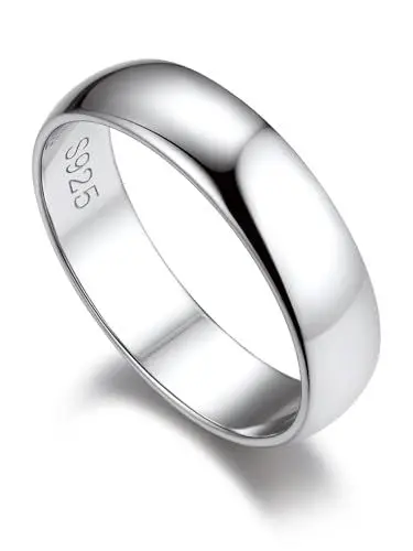 Produktbild: Bandmax Ehering Damen Ringe Silber 925 Ring Damen Verlobungsring Bandring Größe 62mm Trauringe 5mm breit Partnerringe Schmuck Silber für Verlobung