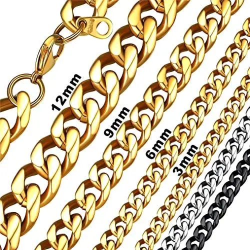 Produktbild: Bandmax Herren 18k vergoldet Panzerkette 9mm dicke Halskette für Männer Jungen klassische Panzer Halskette 66cm 1:1 kubanische Gliederkette Hiphop Modeschmuck für Biker Rapper