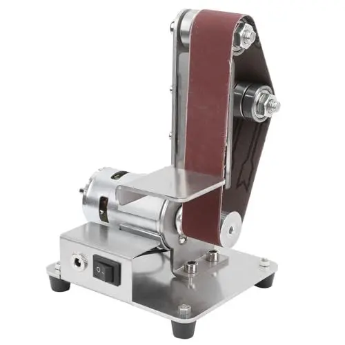 Produktbild: Bandschleifer Mini 775 Motor Elektrischer Bandschleifer DIY Polierschleifmaschine Einstellbare Rechtwinkligkeit 9000 U/min, Eingebaute Doppellager Geeignet Zum Schleifen und