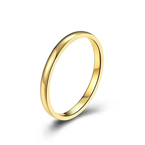 Produktbild: Banemi Ring Personalisiert Herren, Ring Silber Herren Ehe Edelstahl 2mm Glänzend Fingerring Größe 57 (18.1)