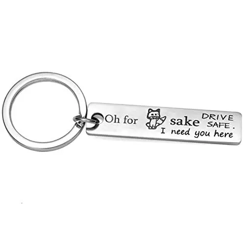 Produktbild: Banemi Schlüsselanhänger Retro, Schlüsselanhänger Herren Edelstahl Graviert Drive Safe Handsome I Love You Schlüsselanhänger