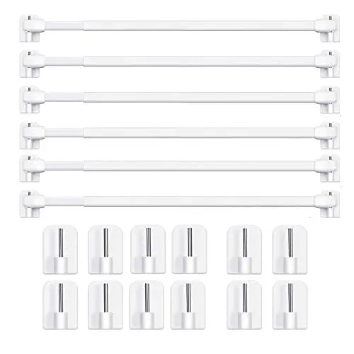 Produktbild: BANJILI-6 Stück Scheibengardinenstange für Fenster Küche DIY-Projekte Ausziehbar Vitragestangen mit Selbstklebehaken (80-140CM(6 Stück))