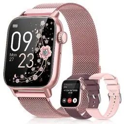 Produktbild: BANLVS Smartwatch Damen mit Telefonfunktion 1,85'' Zoll Fitnessuhr Damen mit SpO2, Herzfrequenz, Schlafmonitor, Menstruationszyklus, IP68 wasserdichte Sportuhr für iOS und Android (Rosa)