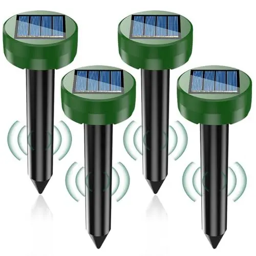 Produktbild: Baoduu Solar Maulwurfschreck, Ultrasonic Wühlmausschreck 4 Stück, IP65 Maulwurf Vertreiber für den Außenbereich Wühlmaus Vertreiben zur Abwehr Gegen Maulwurf und Wühlmäuse in Gärten