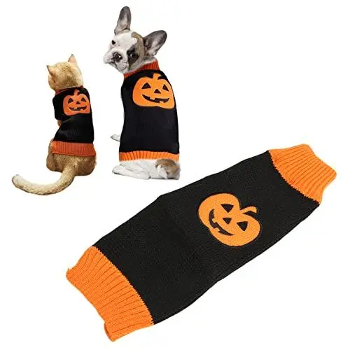Produktbild: BAOFUYA Halloween-Kürbis-Hundepullover-Haustier-Halloween-Pullover-Hundekürbis-Overall-Haustier-lustige Hoodies-Kürbis-Halloween-Kostüm L