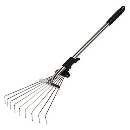 Produktbild: BAOFUYA Laubrechen, Garten-Laubrechen, Legierung, Teleskophacke, Graswerkzeug, Mehrzahniger Metallrechen für Abgestorbene Grasblätter und Ablagerungen
