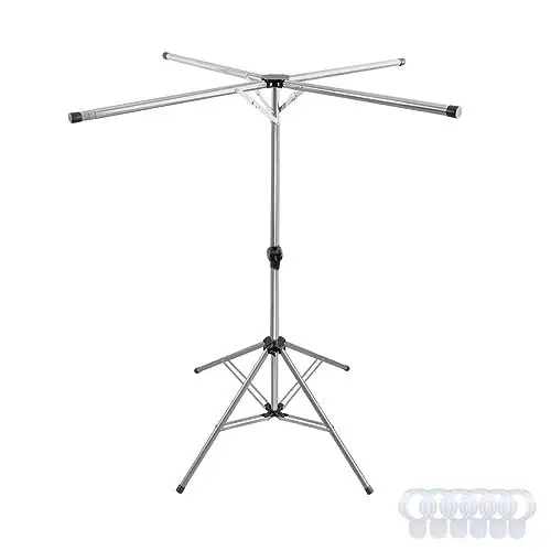 Produktbild: BAOYOUNI Wäscheständer Klappbarer Kleiderständer Bügelwäscheständer Aufhängelänge Ausziehbar 125-205cm Höhenverstellung 140-197cm