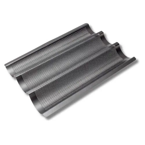 Produktbild: RBV Birkmann Baquette-Blech, 3-fach, 29,5 cm, Baguette, Backform, perforiert, antihaft