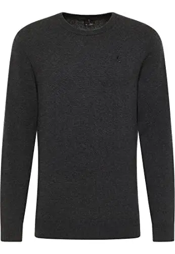 Produktbild: baradello Men's Basic Feinstrickpullover, Dunkelgrau Melange, Medium