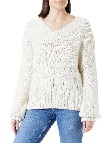 Produktbild: baradello Women's Grobstrickpullover, Wollweiss, XS/S
