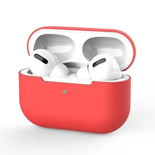 Produktbild: BARALARIQIU Silikon Hülle für AirPods Pro Schutzhülle und Haut Weich flexibel Einfarbig Stoßdämpfend Case für AirPods Pro Cover Rot