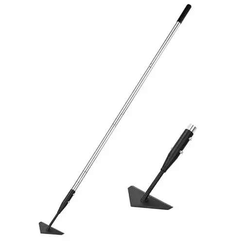 Produktbild: BARAYSTUS Dreieckige Gartenhacke Langstiel Ziehhacke, Dreieckige Hacke mit Langem Griff, Gartenhacke aus Edelstahl, Verstellbare Gartenhacke zum Jäten, Graben, Bodenbearbeitung,Triangle Garden Hoe