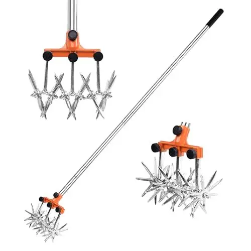 Produktbild: BARAYSTUS Kreiselgrubber Einziehbarer Langstiel Grubber Wetterfester Gartengrubber Aus Edelstahl Mit Abnehmbaren Zinken Kultivatorset Zum Bodenmischen Rotary Cultivator Garden Rotary Tiller