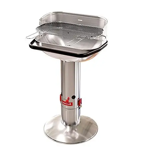 Produktbild: Barbecook Loewy 55 Holzkohlegrill BBQ mit Windschutz aus edelstahl, Grillen für 10 Personen, 60x35x101cm, Verchromt