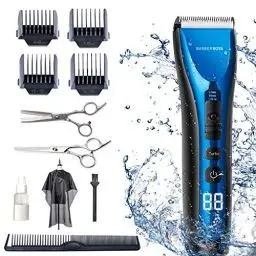 Produktbild: Barberboss Profi Haarschneidemaschine Bartschneider Rasierer für Männer & Jungen Wasserdicht Kabellos Wiederaufladbar Haarschneider LED Display Drei Geschwindigkeitseinstellung QR-2081