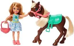 Produktbild: Barbie GHV78 - Club Chelsea Spielset mit Puppe und Pferd, ca. 15 cm, blond, mit Mode und Accessoires, Spielzeug Geschenk für Kinder von 3 bis 7 Jahren