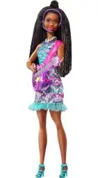 Produktbild: Barbie GYJ22 - Bühne frei für große Träume Brooklyn Puppe (ca. 30 cm, braune Zöpfe) mit Melodien aus dem Film, Lichtern, Mikrofon und Accessoires, Geschenk für Kinder ab 3 Jahren