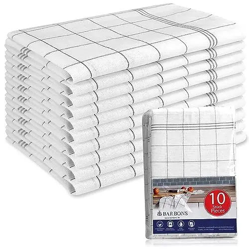 Produktbild: BARBONS 10er Set Geschirrtücher Baumwolle 50x70 cm – Extrem saugstark, Oeko-TEX Zertifiziert, Trockentücher für Küche, Küchenhandtücher, Küchentücher, Geschirrhandtücher, Waschbar bis 60 C, Anthrazit
