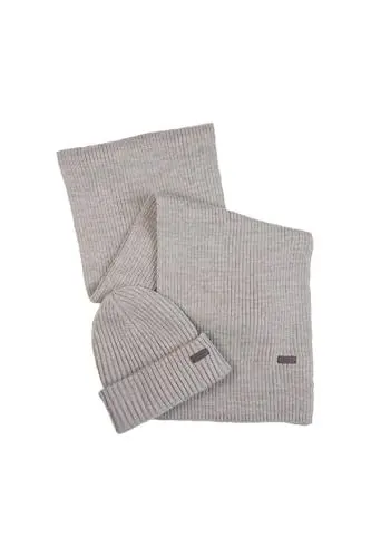 Produktbild: Barbour Herren Geschenkset aus purpurroter Mütze und Schal, Grau, One Size