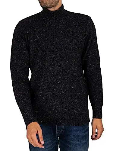 Produktbild: Barbour Herren Tisbury Strick mit halbem Reißverschluss, Schwarz, XL
