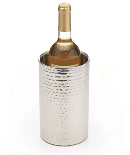 Produktbild: BarCraft Weinkühler, doppelwandiger Edelstahl Champagnerkühler, 12 x 20cm, gehämmertes Finish, Silber