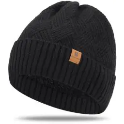 Produktbild: BARFULKER Beanie Mütze Damen Herren, Winter Warm Strickmütze Wintermützen Thermo Laufmützen Dehnbare Weiche Wollmütze mit Bündchen und Dickem Warmem Futter Geschenk Unisex,Schwarz