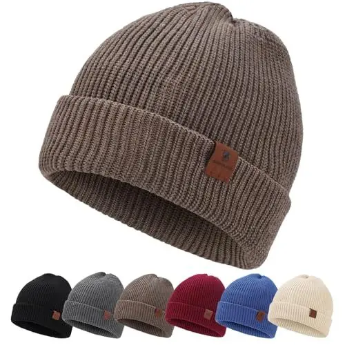 Produktbild: BARFULKER Winter Beanie Mütze Damen Herren Warm Gefüttert Wintermützen Thermo Strickmütze Laufmützen Dehnbare Weiche Wollmütze Unisex Hat,Khaki