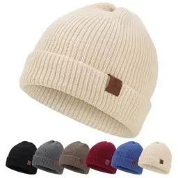 Produktbild: BARFULKER Winter Beanie Mütze Herren Damen Warm Gefüttert Wintermützen Thermo Strickmütze Laufmützen Dehnbare Weiche Wollmütze Unisex Hat,Weiß