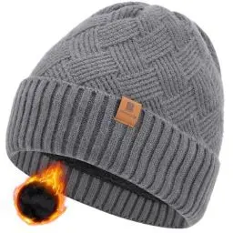 Produktbild: BARFULKER Winter Beanie Mütze Herren Damen Warm Gefüttert Wintermützen Thermo Strickmütze Laufmützen Dehnbare Weiche Wollmütze Unisex Hat,Grau