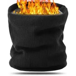 Produktbild: BARFULKER Winter Halsschlauch Herren Damen, Warm Gefüttert Strickschal Schlauchschal Ski Halswärmer Gesichtsschal Fleece Loop Schal Winddichte Gesichtsmaske Unisex, Schwarz