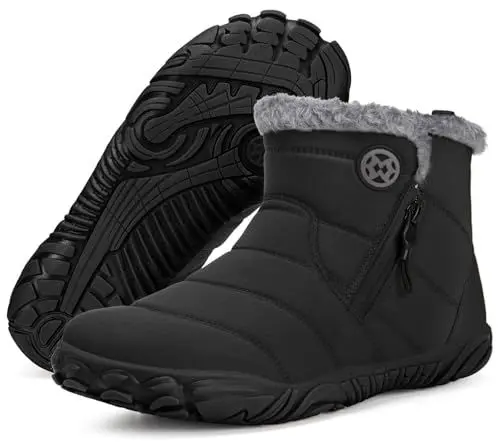 Produktbild: Damen Winterstiefel Schneestiefel Warmer Gefütterte Barfuß Winterschuhe Wasserdicht Rutschfest Stiefel Boots Schuhe Schwarz 43