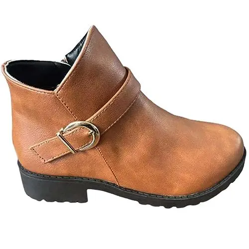 Produktbild: BarfußSchuhe Winterschuhe Damen GefüTtert Sneaker und Winter Lederschuhe Bootsförmige atmungsaktive Bequeme Freizeitschuhe Leichte Wanderschuhe Flache Schuhe Zum Kleid Damen (Brown, 38)
