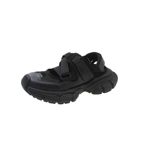 Produktbild: Barfussschuhe Damen Ballerinas Schwarz Loafer Trendige Schuhe mit dicker Sohle für Damen, vielseitige Sportschuhe aus Canvas, Freizeitschuhe Damen Schuhe SneakersLeinenschuhe Damen Schwarz (Black, 39)