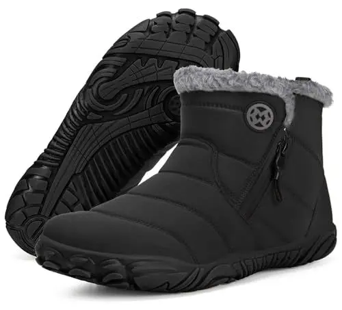 Produktbild: Barfussschuhe Gefüttert Winterschuhe Herren Warm Barfuss Schuhe Outdoor rutschfeste Wildling Schuhe, Schwarz, 41 EU