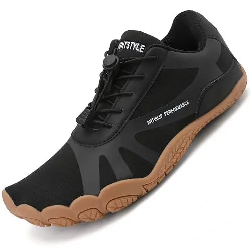 Produktbild: Barfußschuhe Herren Barfuss Schuhe Bequem Barfussschuhe Leicht Zehenschuhe Traillaufschuhe Schnell Trocknend Walkingschuhe Outdoor & Indoor Fitnessschuhe.(Schwarz/Braun,42 EU)