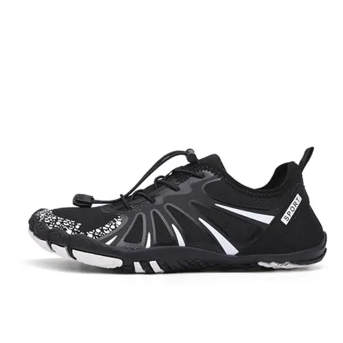 Produktbild: Barfußschuhe Herren Damen Barfuss Schuhe Bequem Barefoot Shoes Leicht Zehenschuhe Fitnessschuhe Sport Traillaufschuhe rutschfeste Wassersportschuhe Strandschuhe.(Schwarz,37 EU)