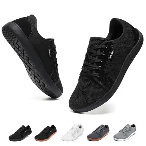 Produktbild: Barfußschuhe Herren Damen Barfussschuhe Weit Zehenschuhe Minimalistische Unisex Traillaufschuhe Walkingschuhe Fitnessschuhe Laufschuhe Schwarz EU41