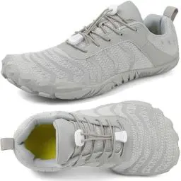 Produktbild: Barfußschuhe Herren Damen Breite Barfussschuhe Traillaufschuhe Weit Five Finger Zehenschuhe Minimalistische Zero-Drop Sohlen Wanderschuhe Fitnessschuhe Komfort Leicht Laufschuhe Unisex(Grau 46EU)
