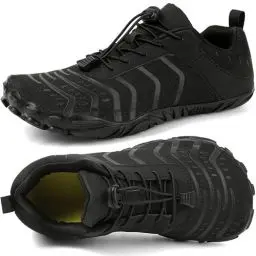 Produktbild: Barfußschuhe Herren Damen Breite Barfussschuhe Traillaufschuhe Weit Five Finger Zehenschuhe Minimalistische Zero-Drop Sohlen Wanderschuhe Fitnessschuhe Komfort Leicht Laufschuhe Unisex(Schwarz 44EU)