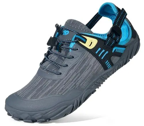 Produktbild: Barfußschuhe Herren Damen Leichte Minimalistische Traillaufschuhe Laufschuhe Sport Sandalen Fitnessschuhe Outdoor Sneaker, Grau Blau, 47 EU