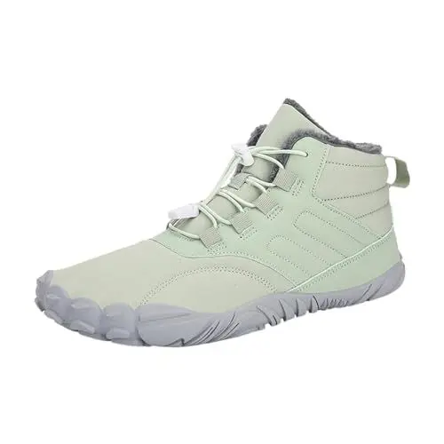 Produktbild: Barfußschuhe Winter Warm Wasserabweisend Gefüttert Winterschuhe für Damen Winter-Schneestiefel für Herren und Damen, verdickte, wasserdichte, rutschfeste Baumwollschuhe, warme, kurze (Green, 41)