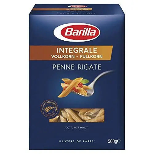 Produktbild: Barilla Pasta Integrale Penne Rigate – Vollkorn-Hartweizengrieß-Pasta mit natürlichen Ballaststoffen, 500g