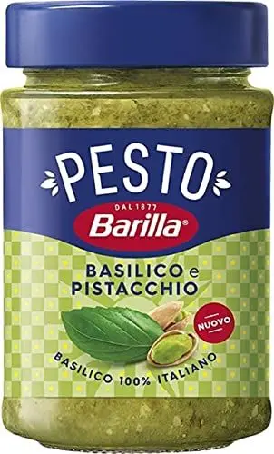 Produktbild: Barilla Pesto Basilico e Pistacchio 12x190g | Glutenfreie Italienische Pasta-Sauce mit Basilikum und Pistazien, Nudel-Soße, grünes Pesto