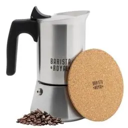 Produktbild: Barista Royal Espressokocher für 4 Tassen (200 ml) aus rostfreiem Edelstahl - Mokkakanne, Espressokanne geeignet für alle Herdarten - spülmaschinengeeignet
