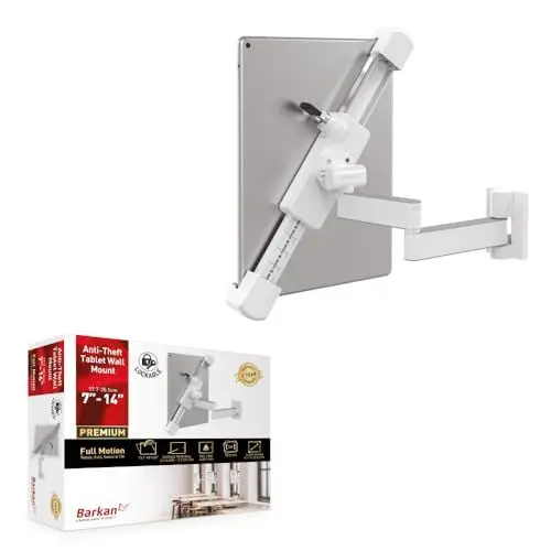 Produktbild: Barkan Lockable Tablet Mount Holder for 8.7-12 inch Devices, Anti-Theft, Full Motion Articulating, 360 Degree Rotation, fits Apple iPad/Air/Mini, Samsung Galaxy