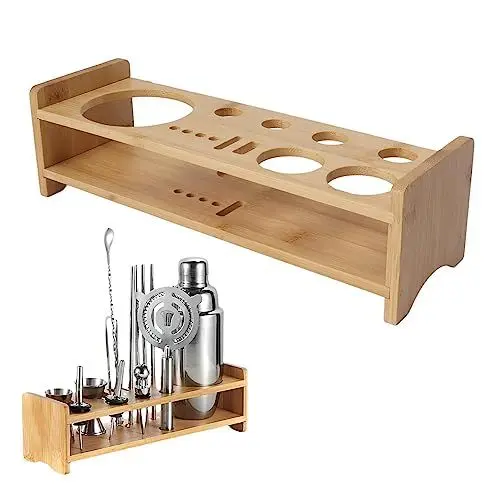 Produktbild: Barkeeper-Kit-Ständer, Cocktail Shaker Set Ständer Bartender kit Stand Barmen Shaker SETI Kokteyl SETI für Barkeeper-Werkzeuge aus Bambusholz für die Bar zu Hause