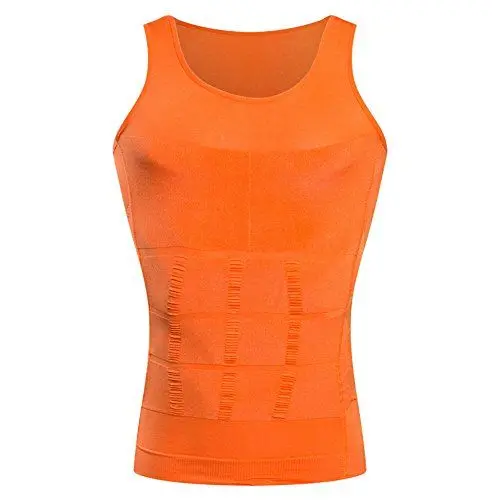 Produktbild: BaronHong Gynäkomastie Kompression Shirt Weste zu verstecken Mann Boobs Moobs Abnehmen Herren Shapewear Flatten Ganze Abdomen (orange, XL)